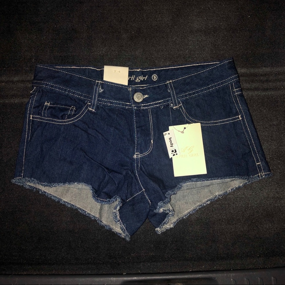 NWT APRIL GIRL Cheeky Blue Denim Jean Shorts SZ 9